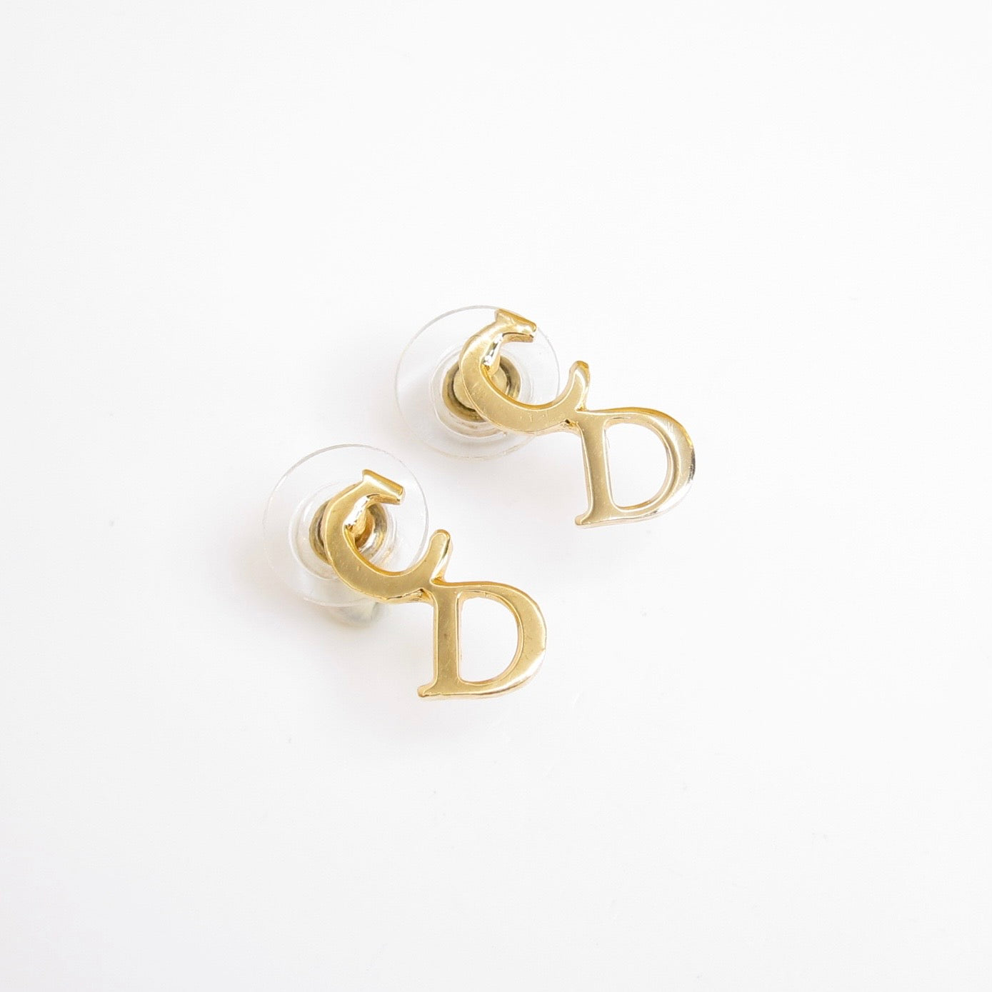 Christian Dior Vintage CD Logo Golden Earrings