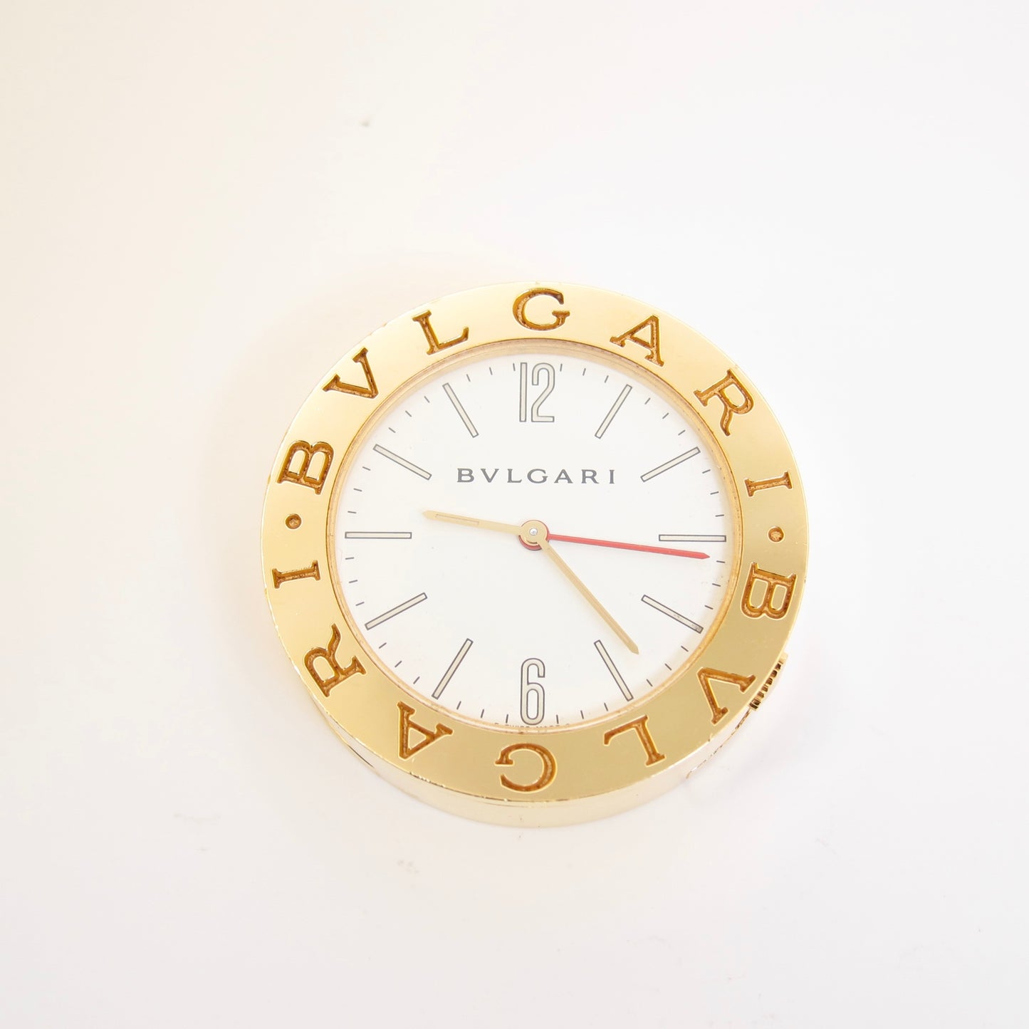Bvlgari Vintage Round White Face Golden Table Clock
