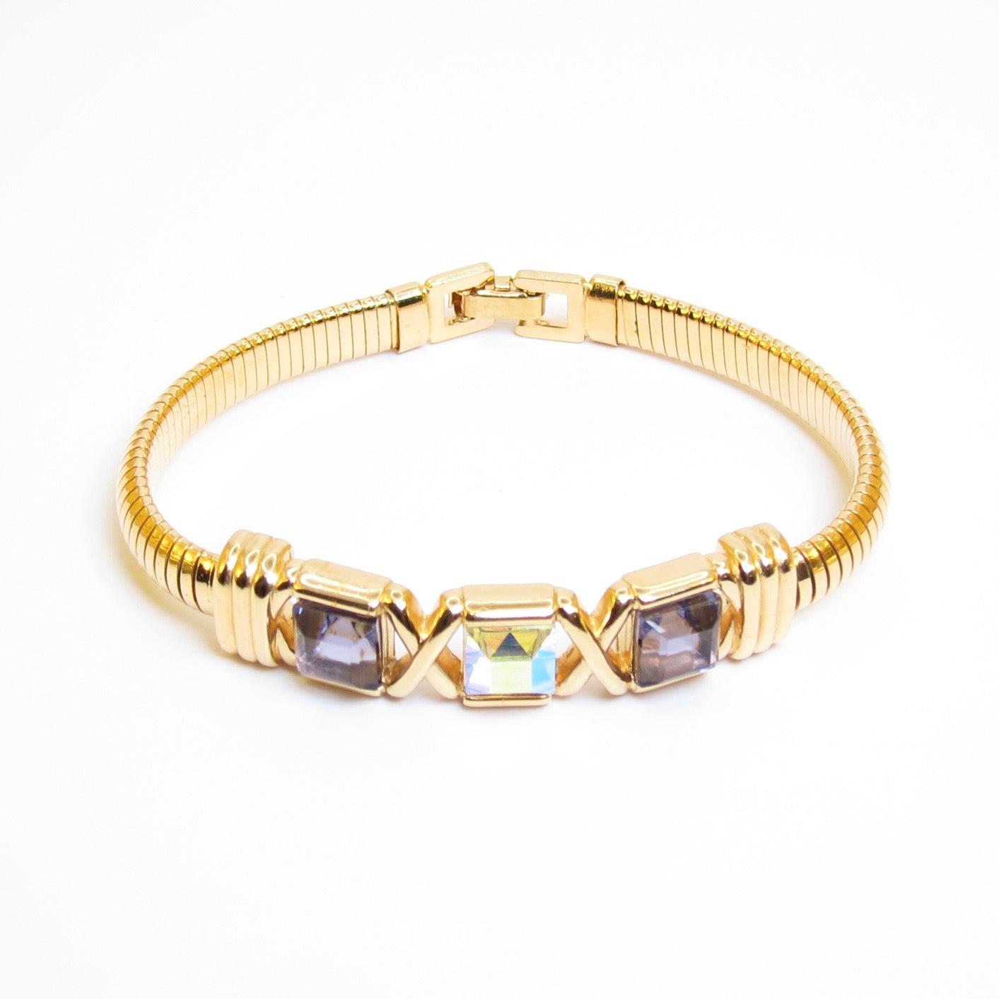 Monet Vintage Multi Color Stone Golden Bracelet