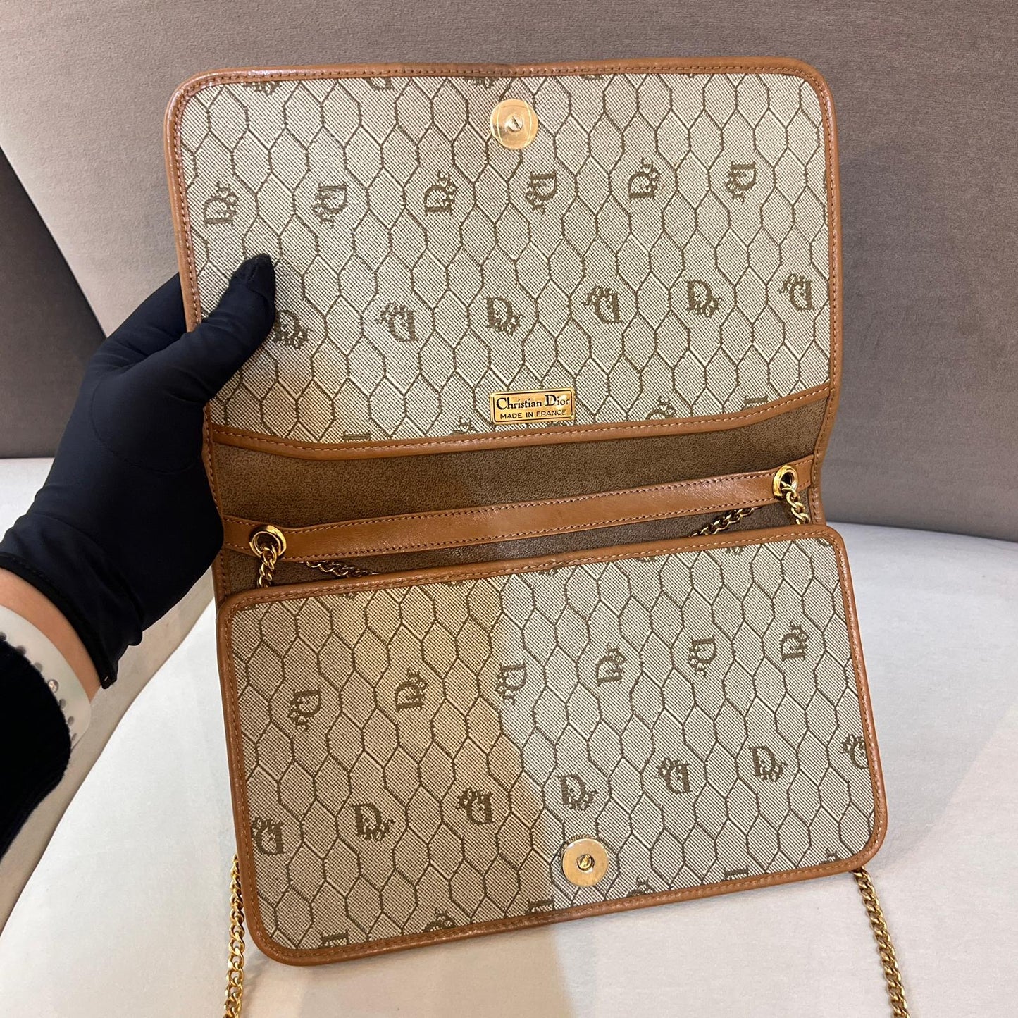 Christian Dior Vintage Honeycomb Chain Shoulder Bag