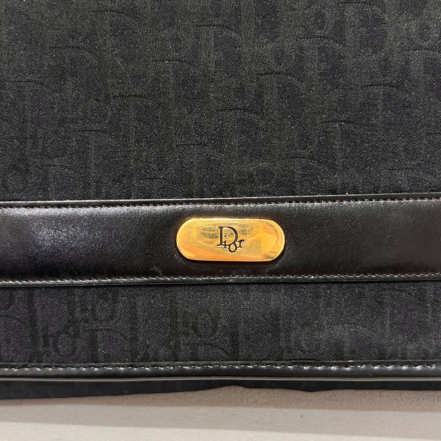 Christian Dior Vintage Navy Leather Chain Shoulder Bag