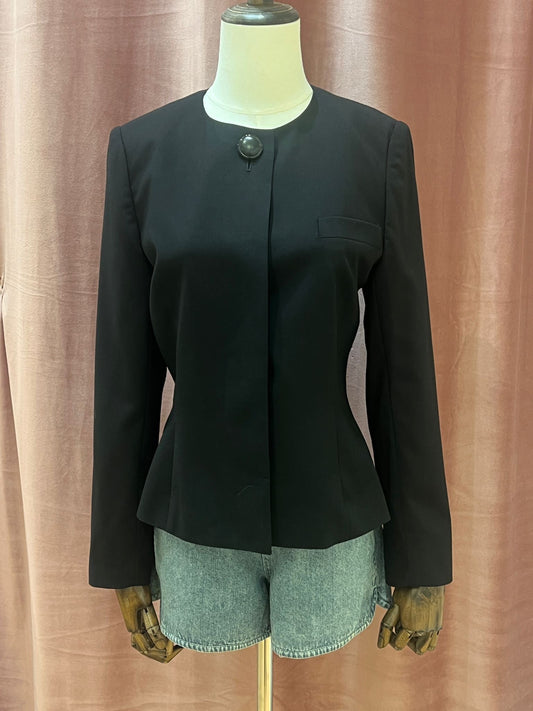 Christian Dior Vintage Black Round Neck Wool Blazer