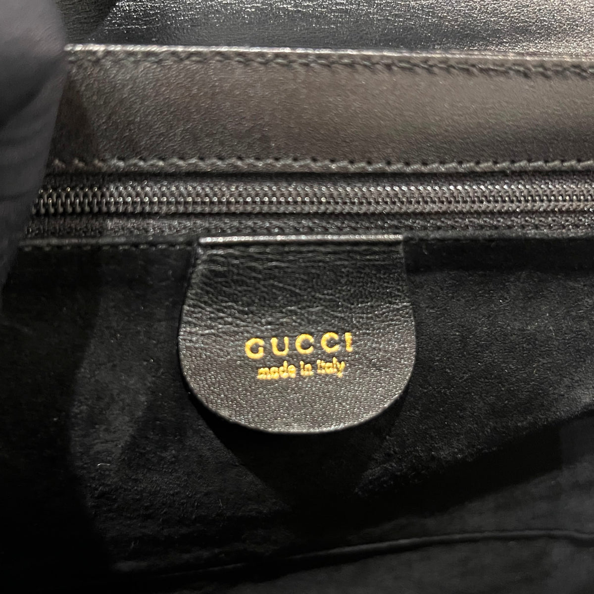Gucci Vintage Black Leather G-Square Shoulder Bag