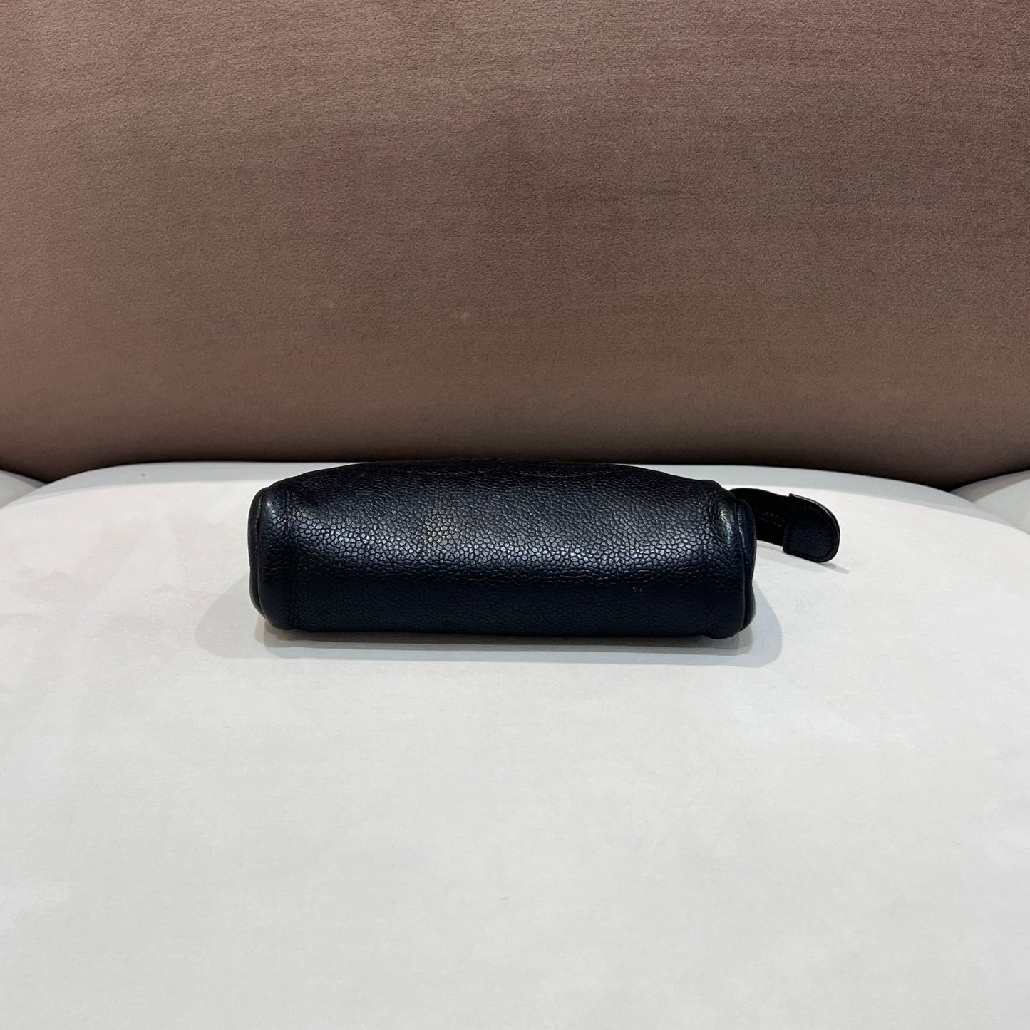 Chanel Vintage Black Caviar Leather Cc Zip Pouch