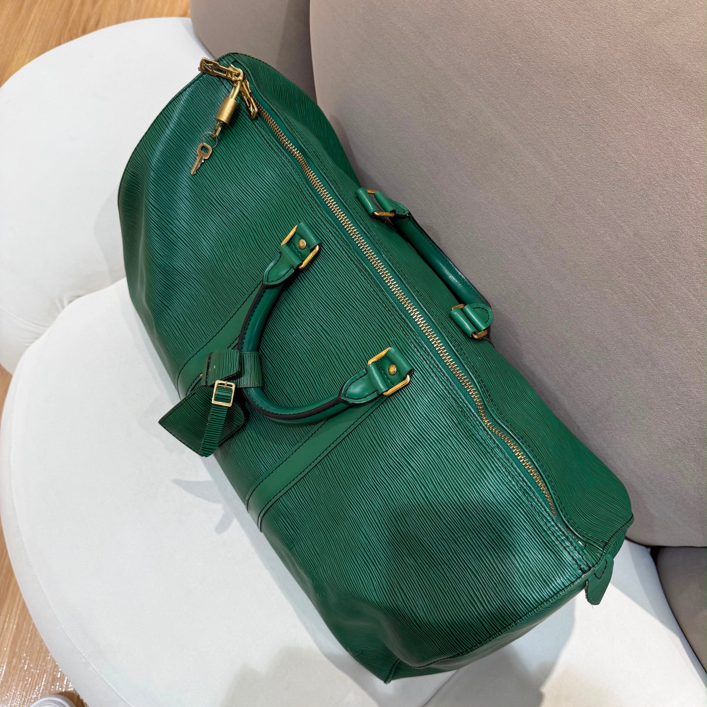 Louis Vuitton Vintage Epi Keepall 50 Green Boston Travel Bag