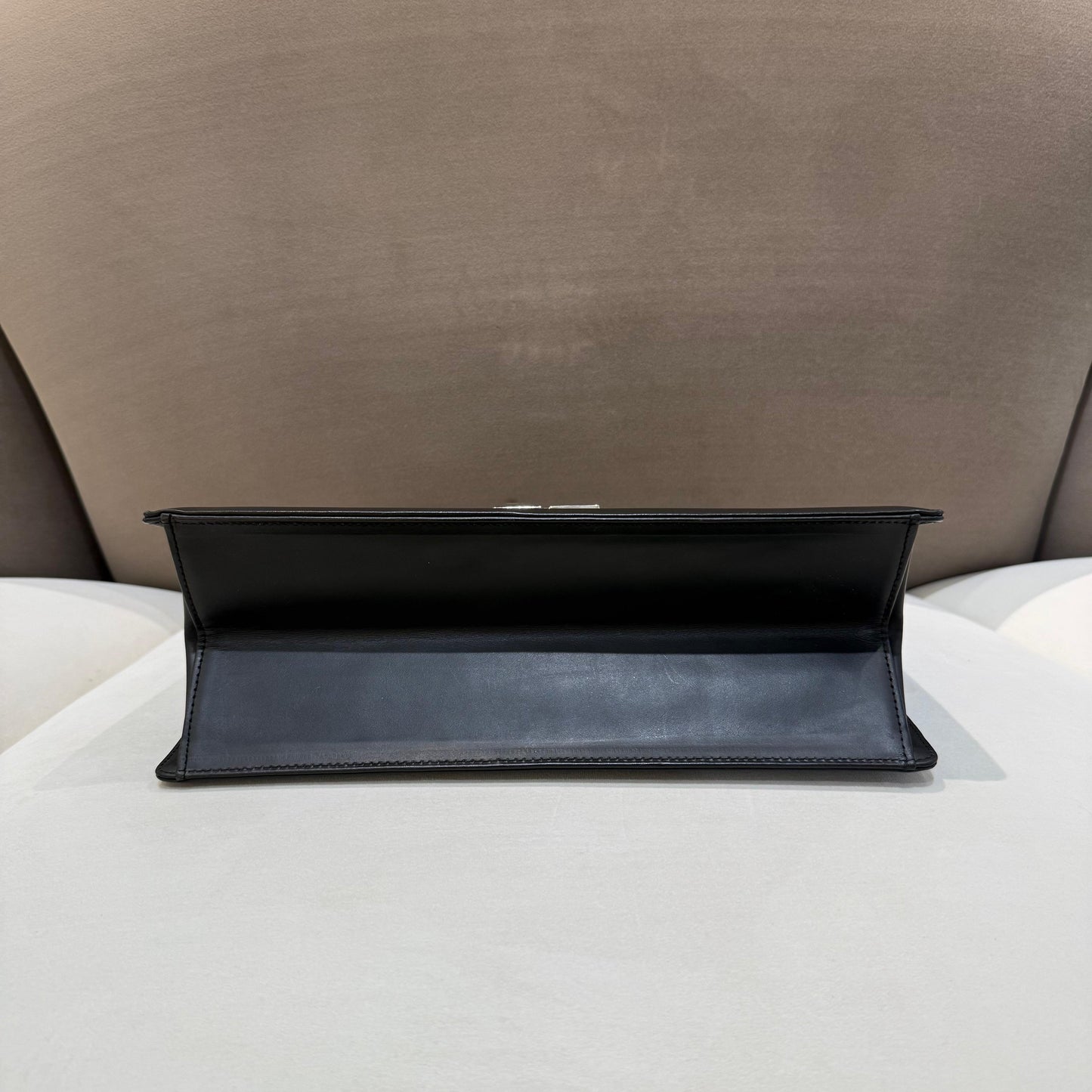 Givenchy Vintage Black Leather 4G Metal Clasp Structured Top Handle Bag