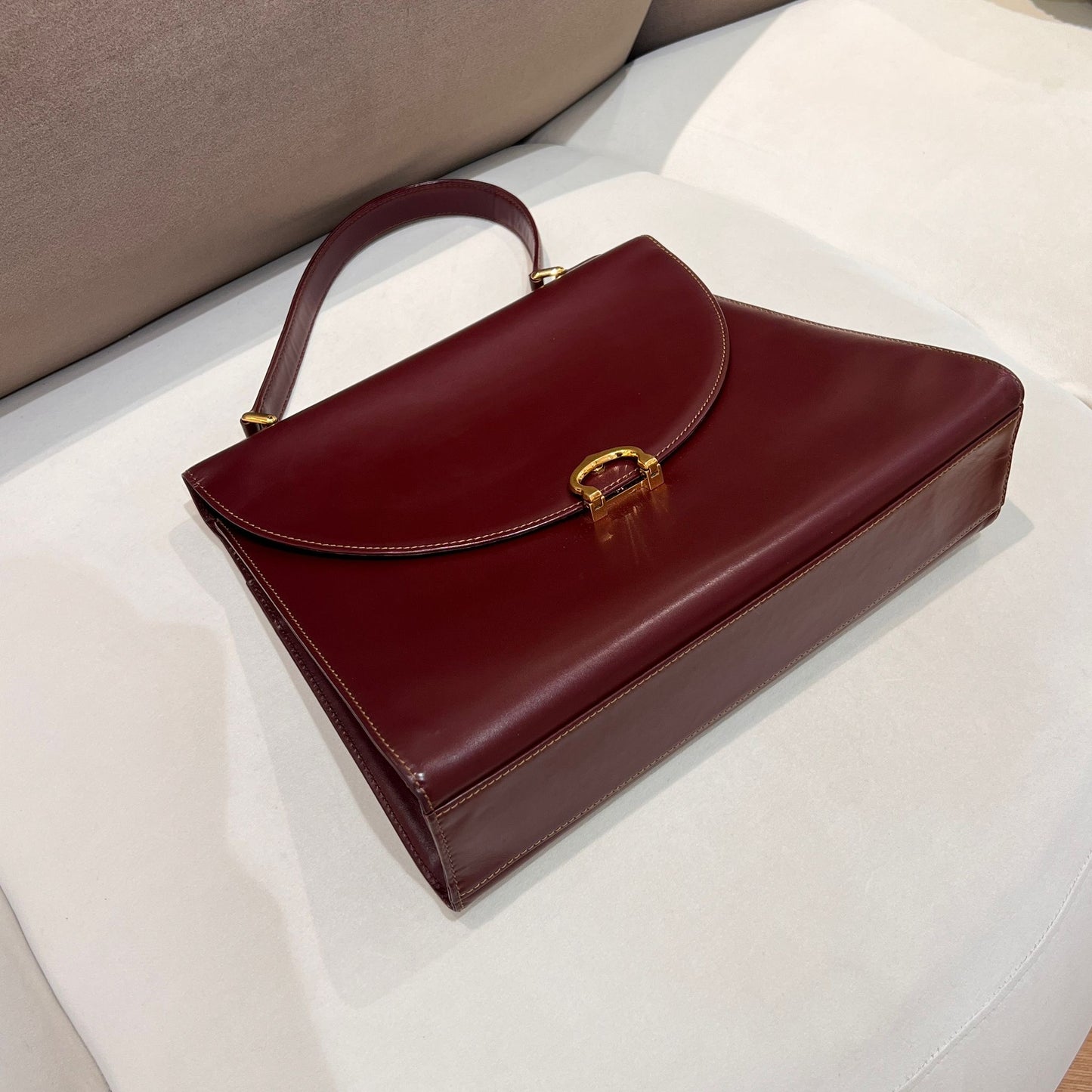 Cartier Vintage Must De Cartier Bordeaux Leather Top Handle Bag