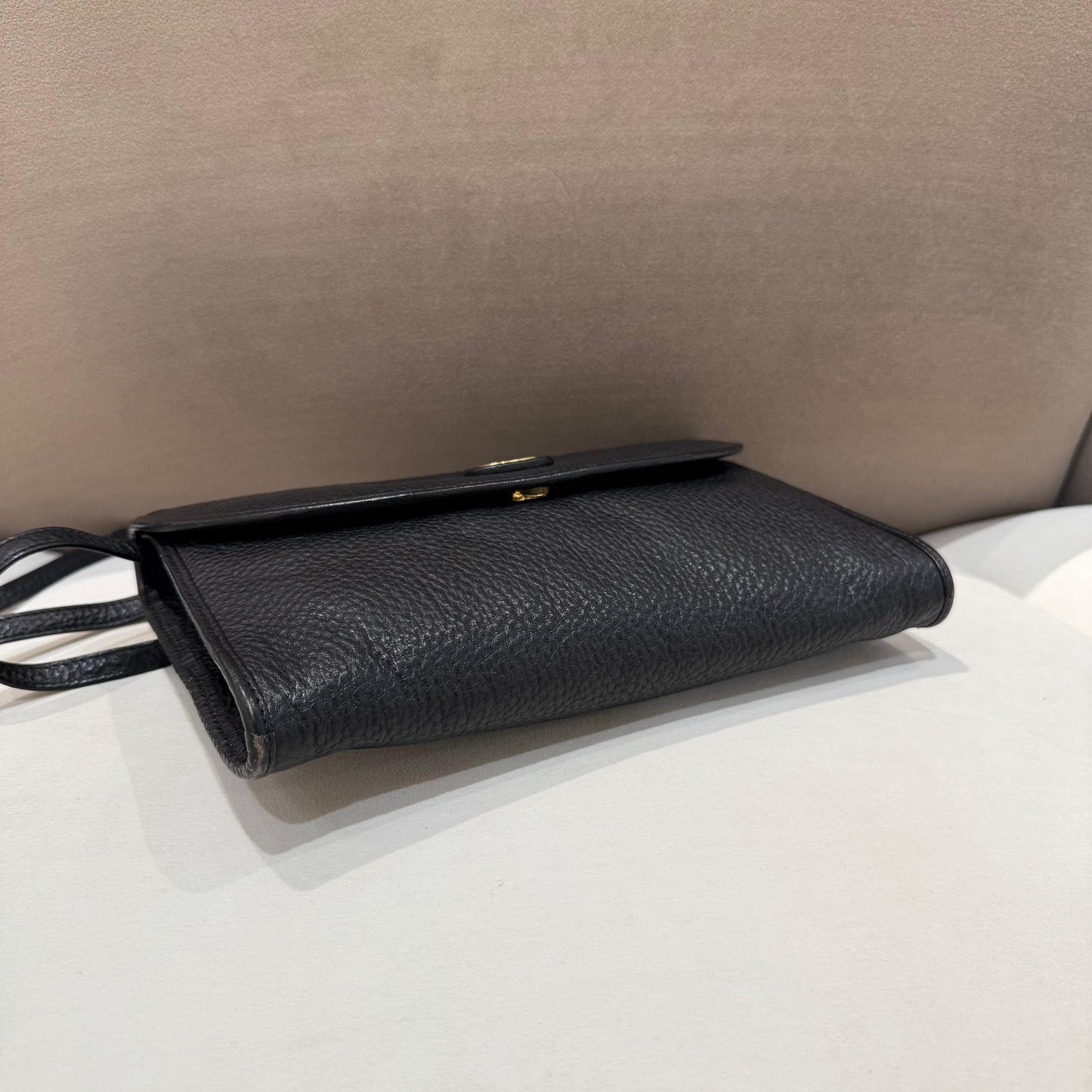 Valentino Garavani Vintage Black Leather V Logo Shoulder Bag