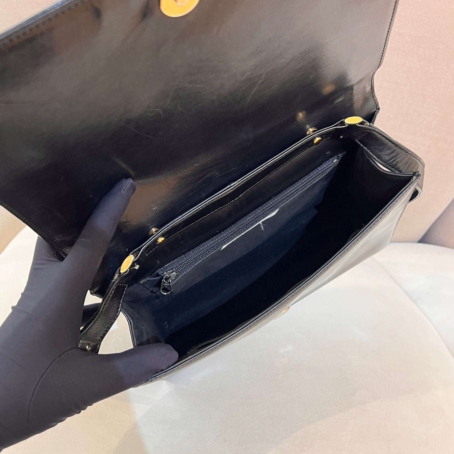 Givenchy Vintage 4G Logo 2-Way Black Leather Handbag