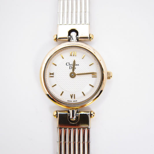 Christian Dior Vintage Round White Face Two Tone Watch