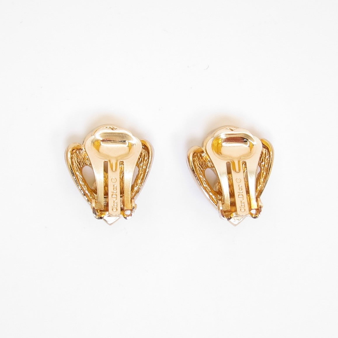 Christian Dior Vintage Stylish Rhinestone Golden Clip-on Earrings