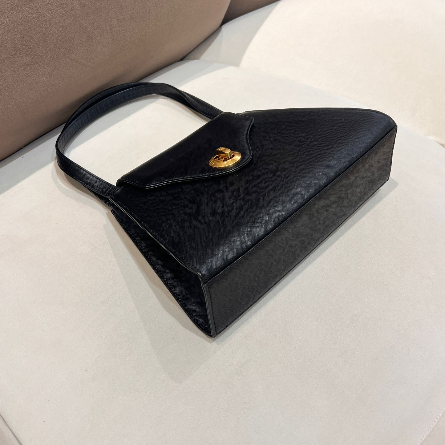 Givenchy Vintage Turn Lock Black Leather Handbag