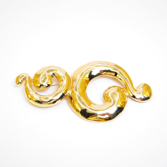 Yves Saint Laurent Vintage Spiral Motif Golden Brooch