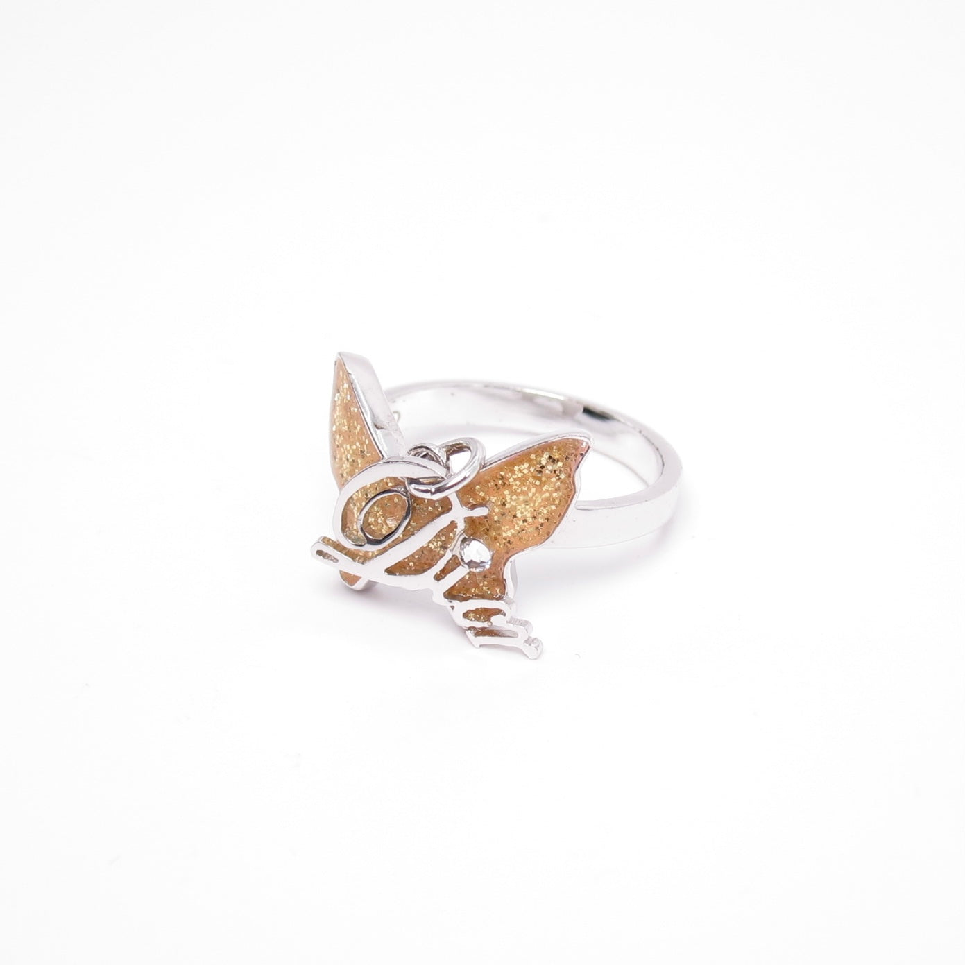 Christian Dior Vintage Dior Logo and Butterfly Silver Ring