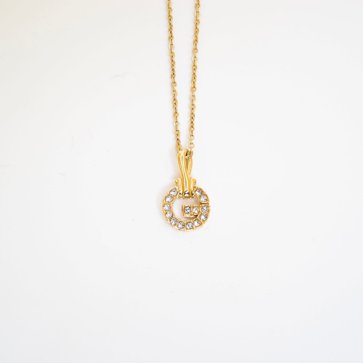 Givenchy Vintage G Logo with Rhinestone Golden Necklace