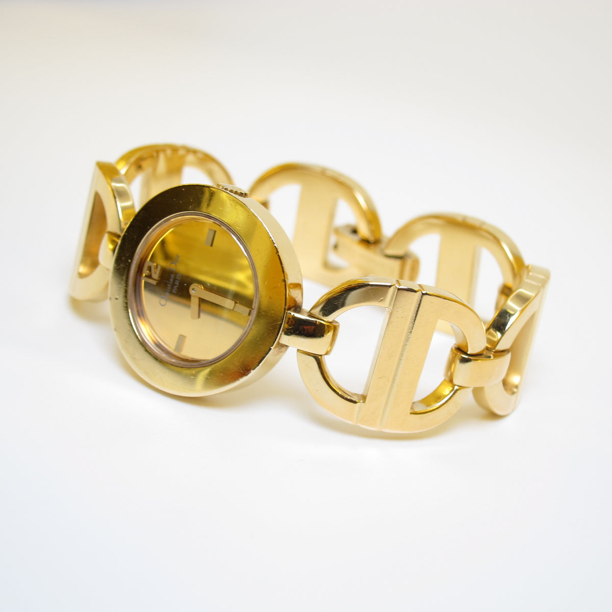 Christian Dior Vintage CD022180 Round Gold-Tone Bangle Watch