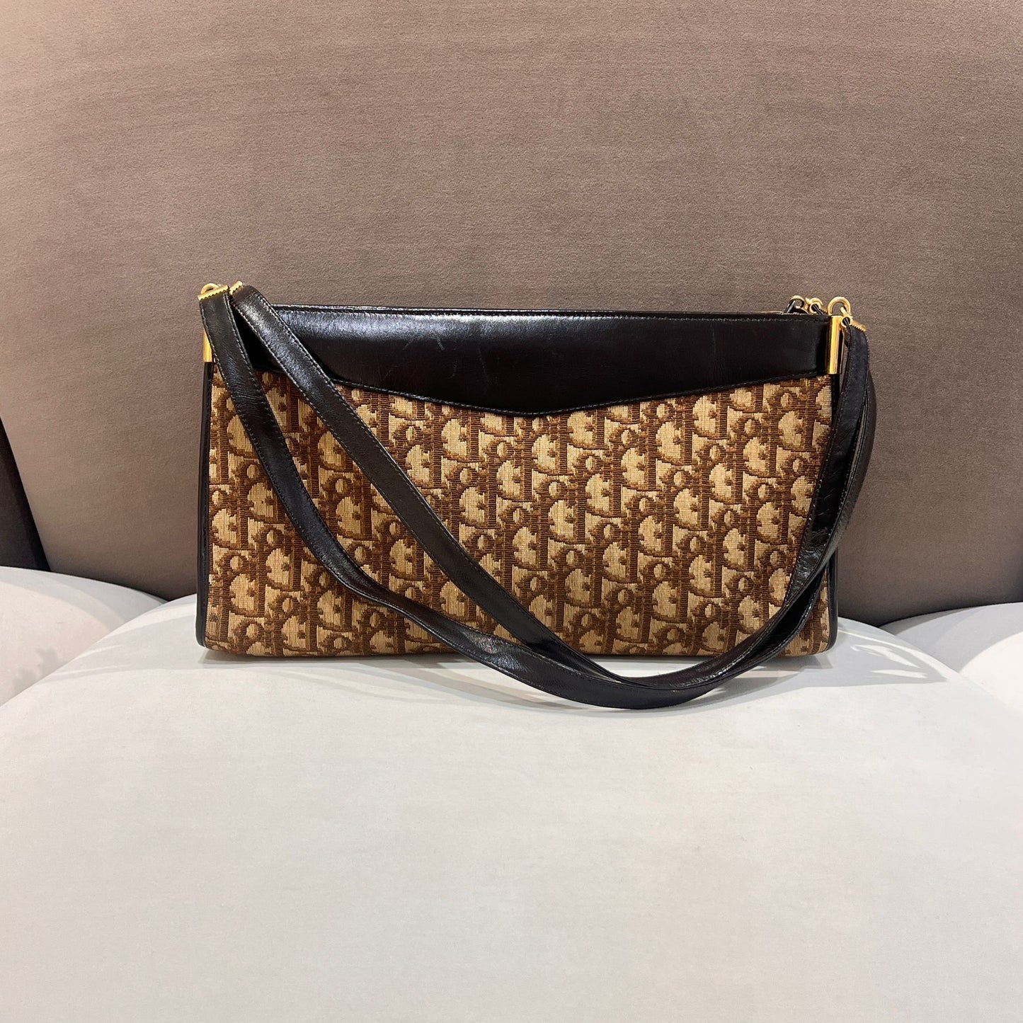 Christian Dior Vintage Trotter Monogram Canvas East-West Shoulder Bag
