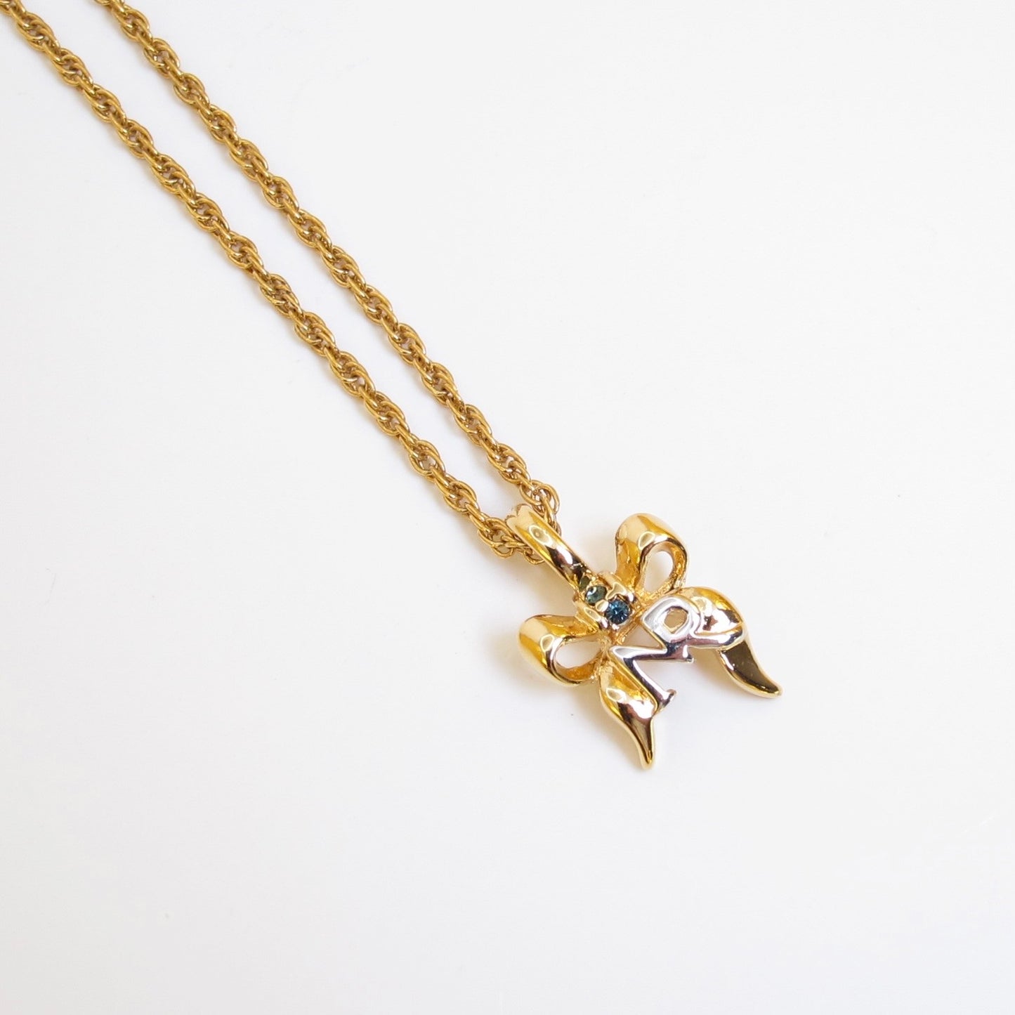 Nina Ricci Vintage NR Logo on Ribbon Golden Necklace