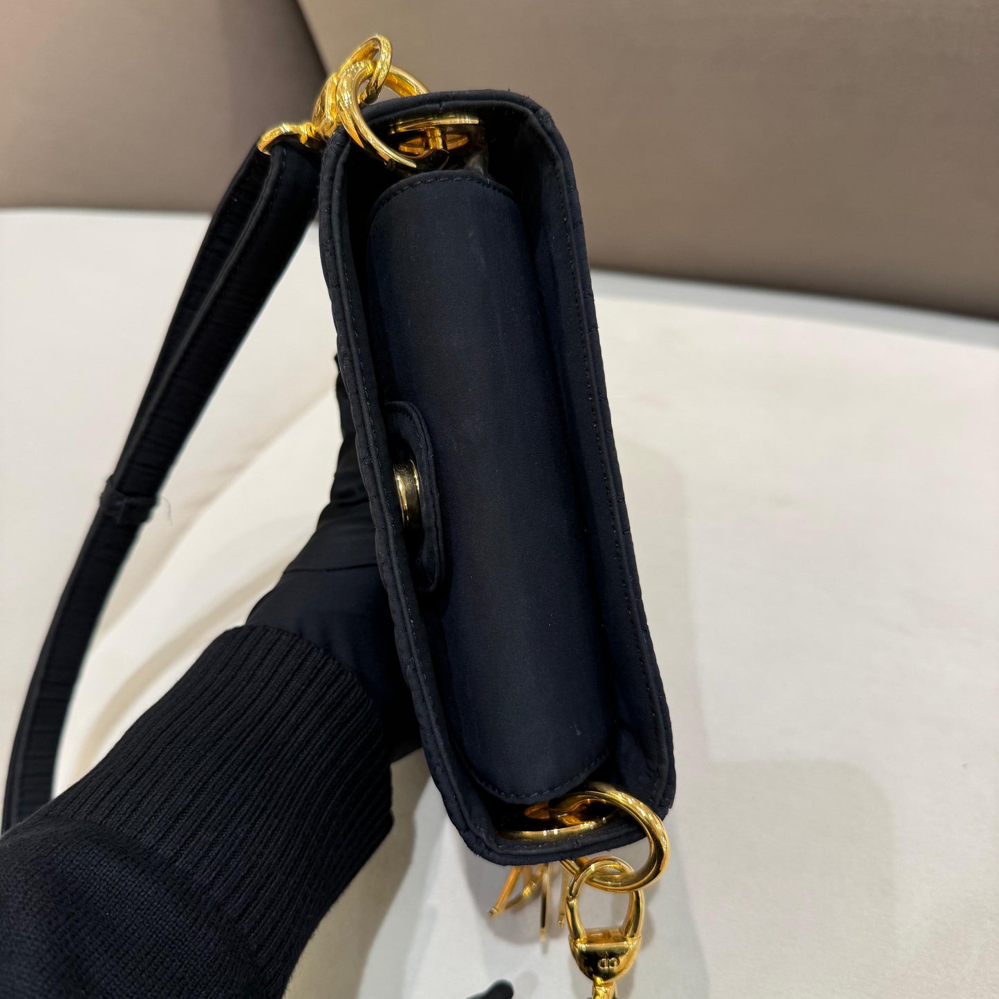 Christian Dior Vintage Lady Dior Cannage Black Shoulder Bag
