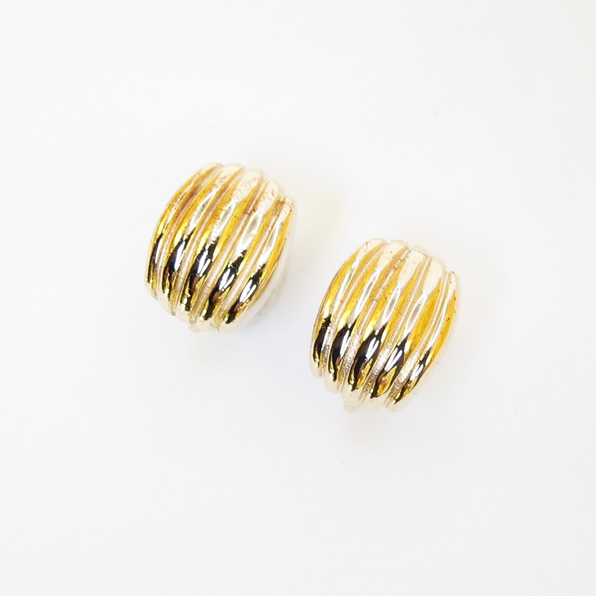 Christian Dior Gold-Tone Ribbed Half-Hoop Clip-On Earrings