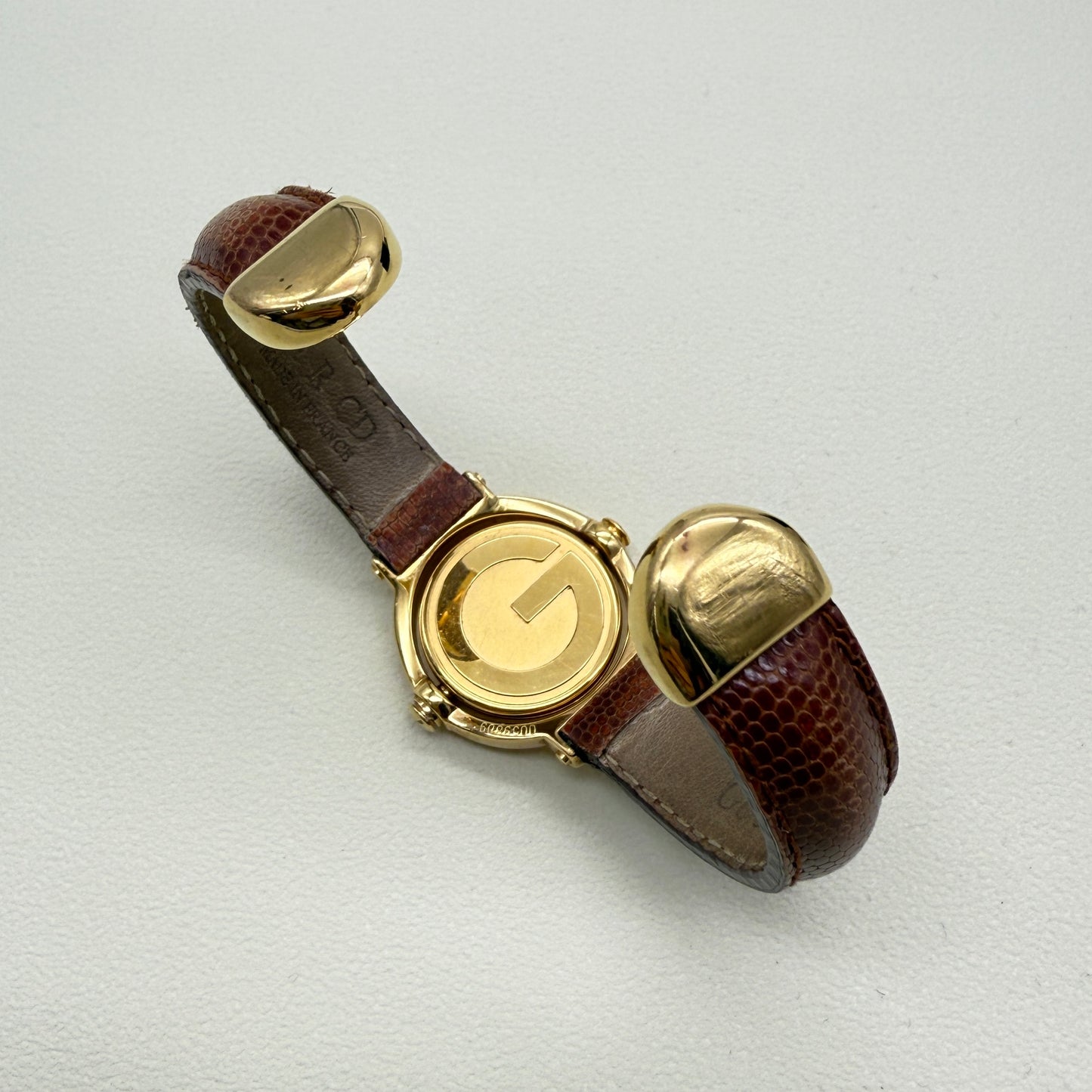 Gucci Vintage Double Face Brown Leather Bangle Watch