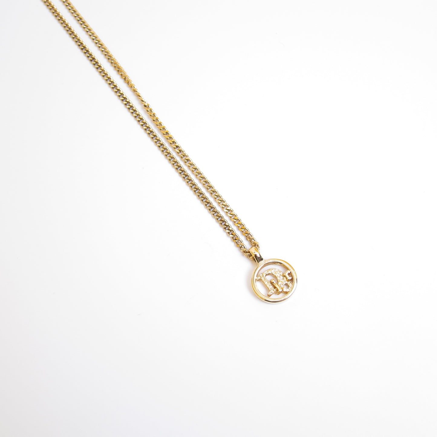 Christian Dior Vintage Dior Logo in Circle Golden Necklace