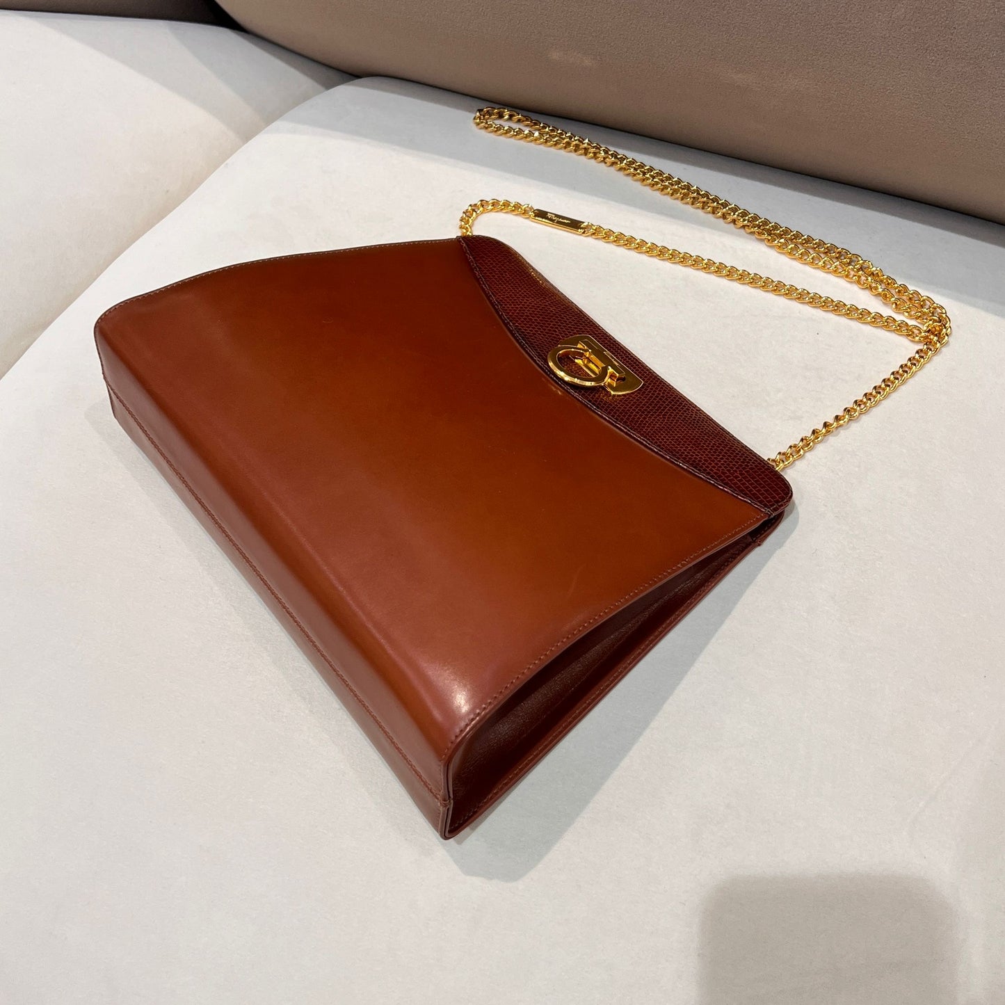 Salvatore Ferragamo Vintage Gancini Leather Chain Shoulder Bag