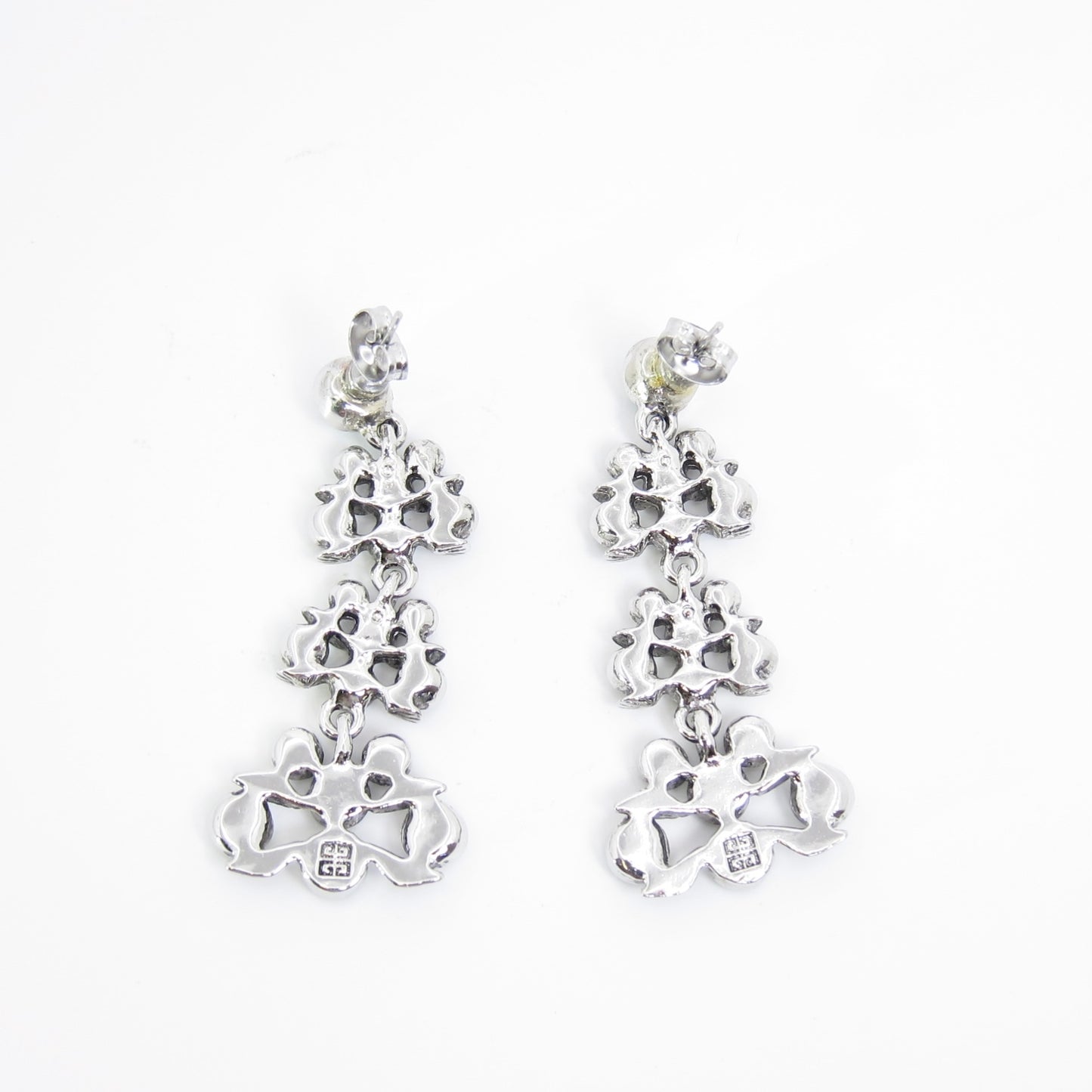 Givenchy Vintage Blue Rhinestone Silver Earrings