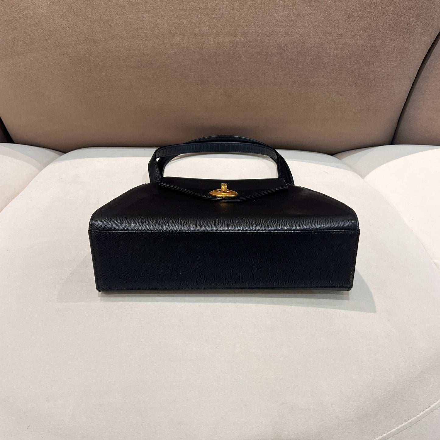 Givenchy Vintage Turn Lock Black Leather Handbag