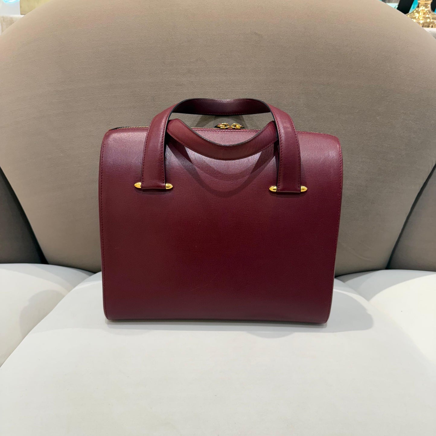 Cartier Vintage Bordeaux Leather 2-Way Top Handle Bag