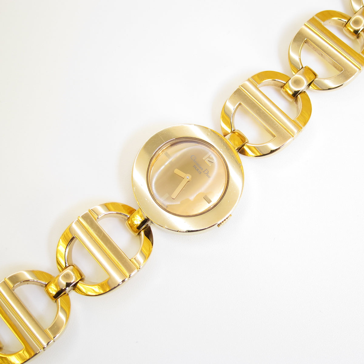 Christian Dior Vintage CD022180 Round Gold-Tone Bangle Watch