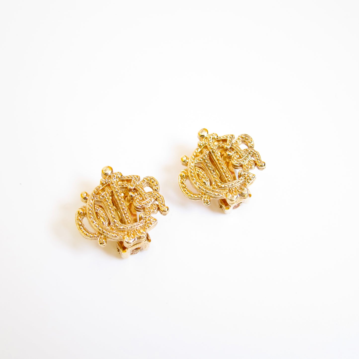 Christian Dior Vintage Dior Logo Golden Clip-on Earrings