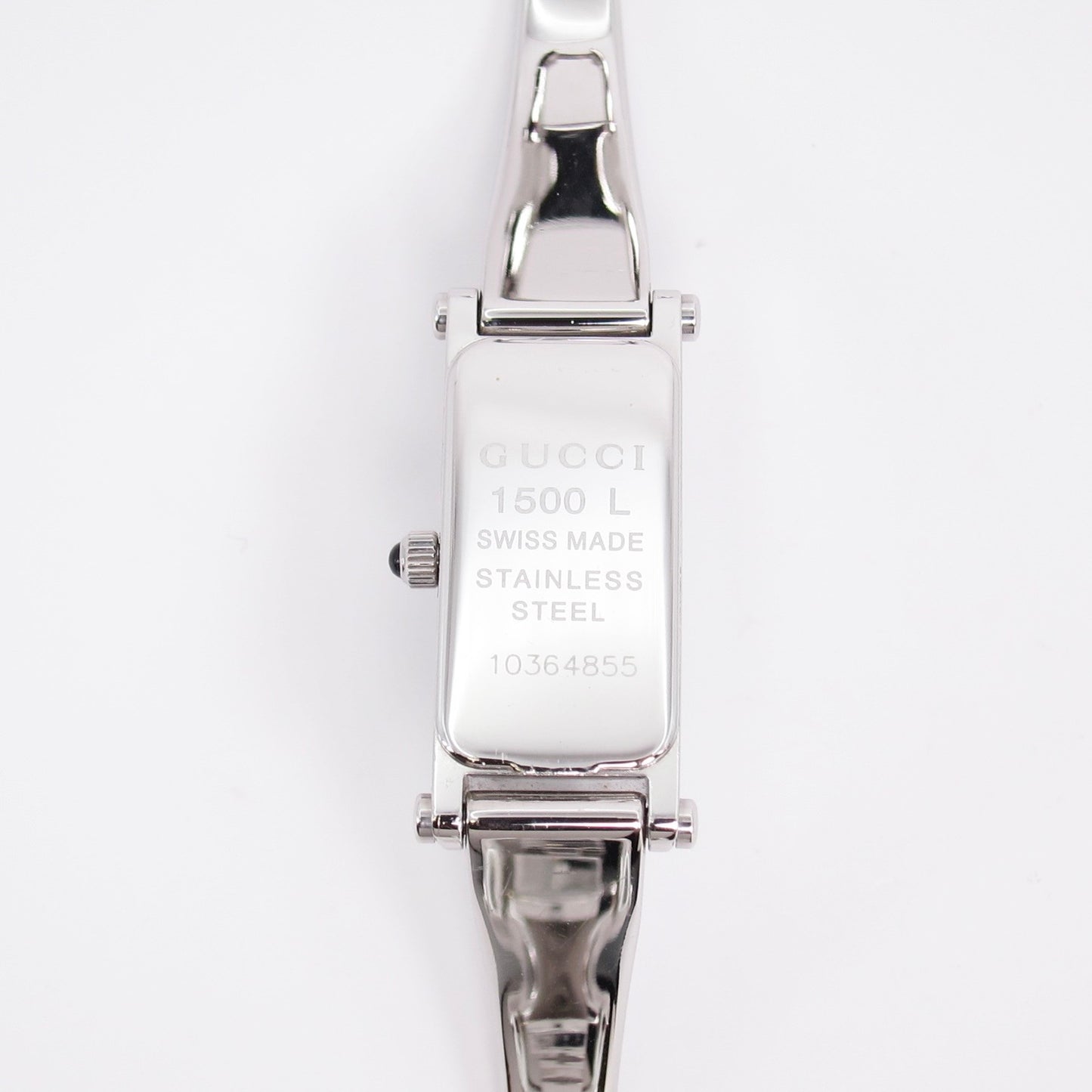 Gucci Vintage Rectangle Blue Face Silver Bangle Watch