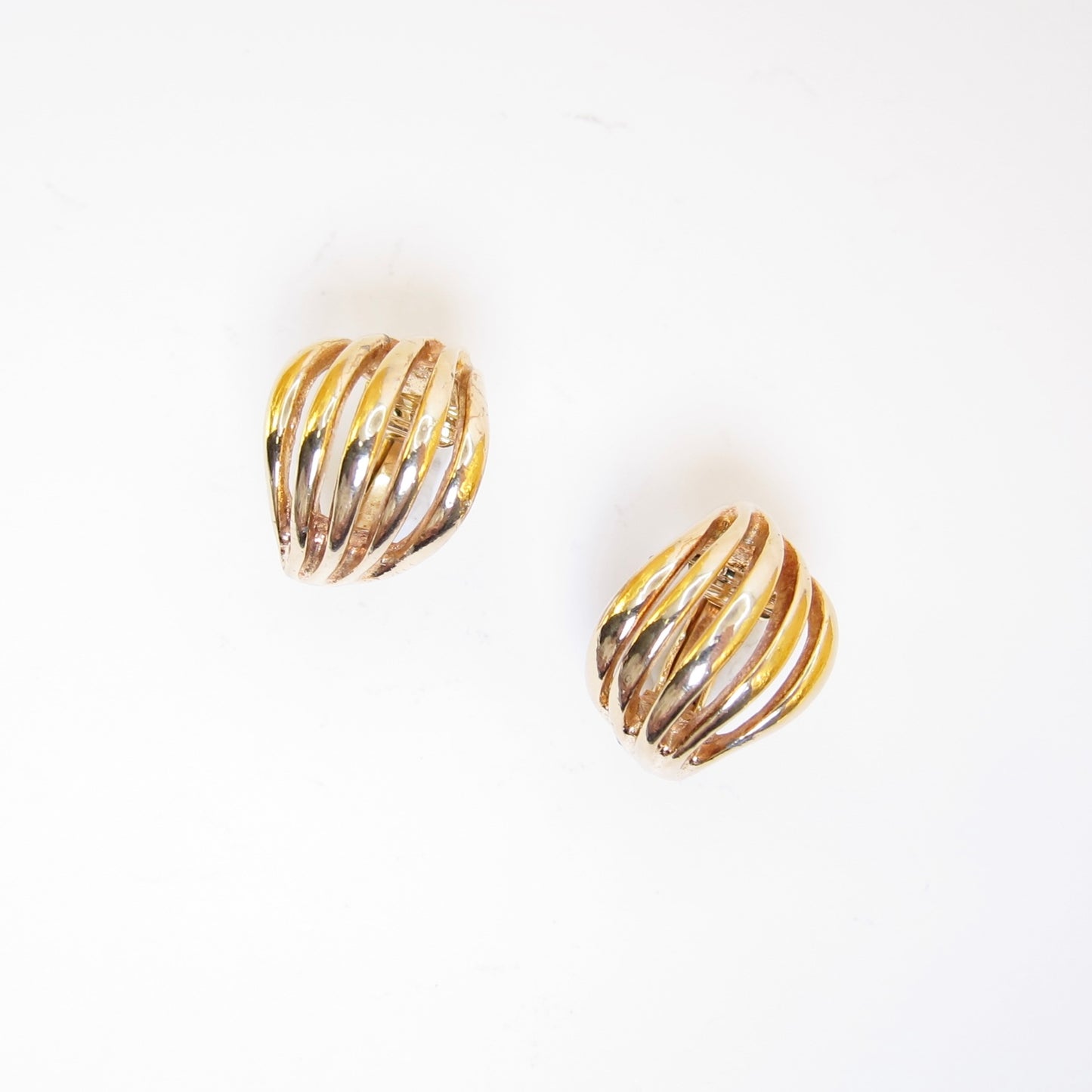Christian Dior Vintage Stylish Spiral Golden Clip-on Earrings