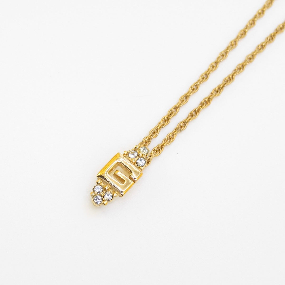 Givenchy Vintage Crystal G Pendant Necklace
