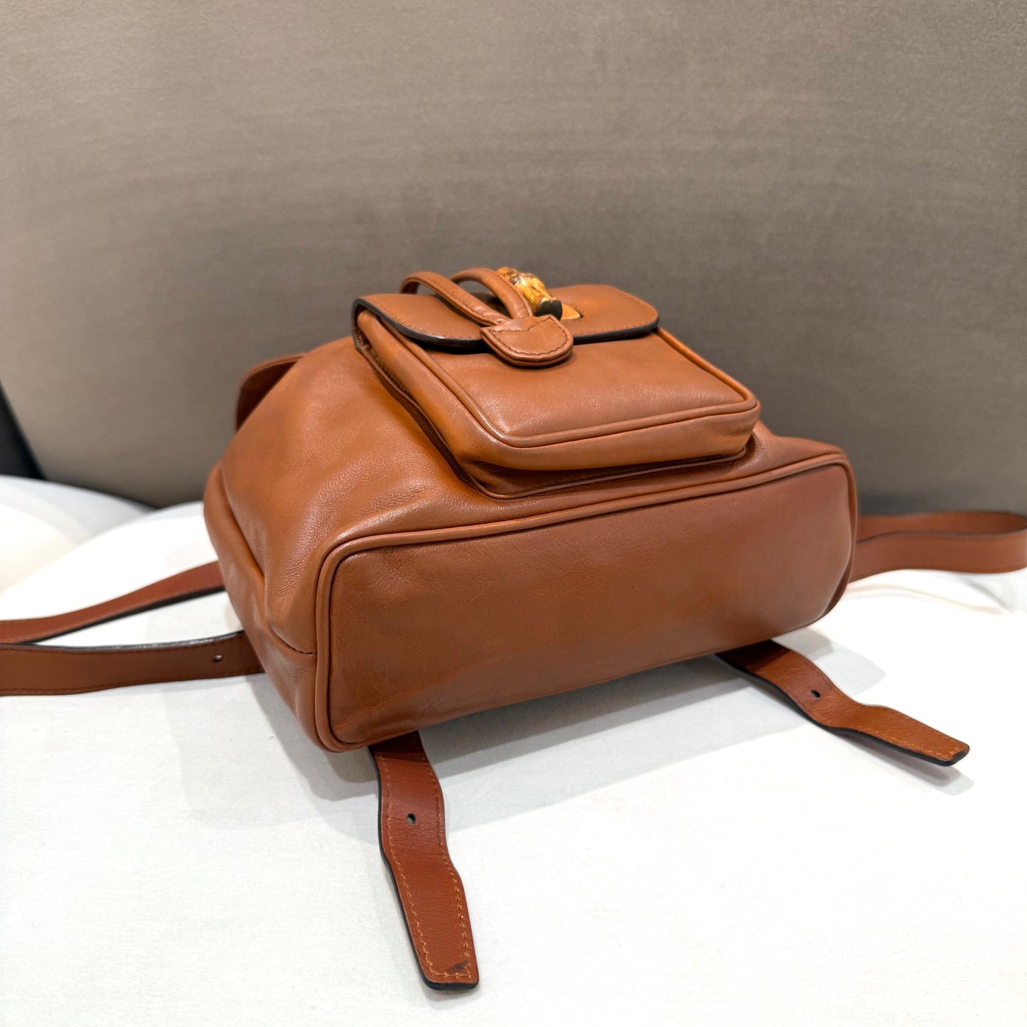 Gucci Vintage Bamboo Brown Leather Mini Backpack