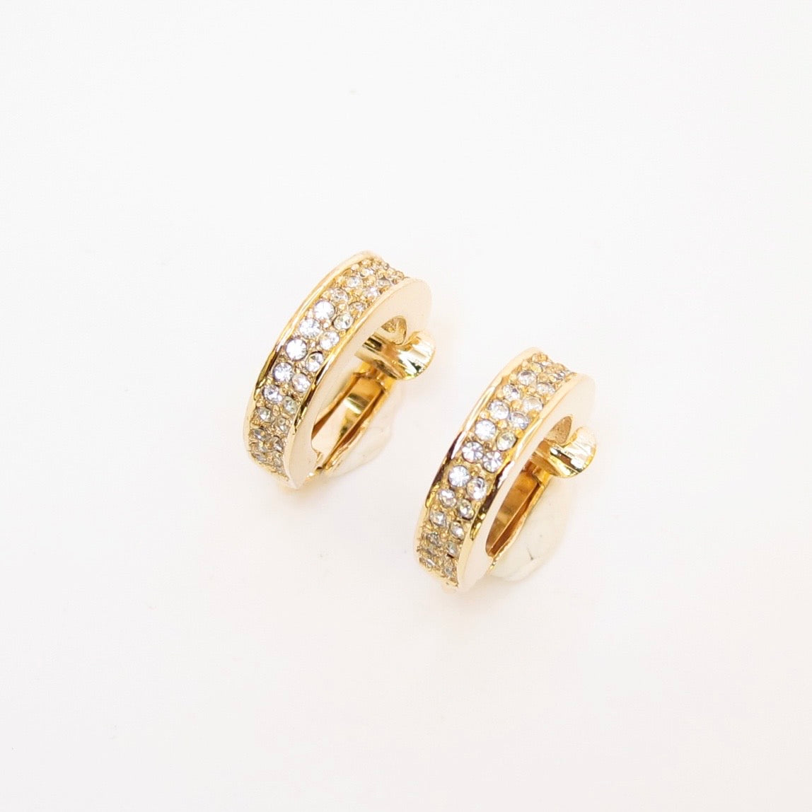 Christian Dior Vintage Rhinestone Golden Clip-on Earrings
