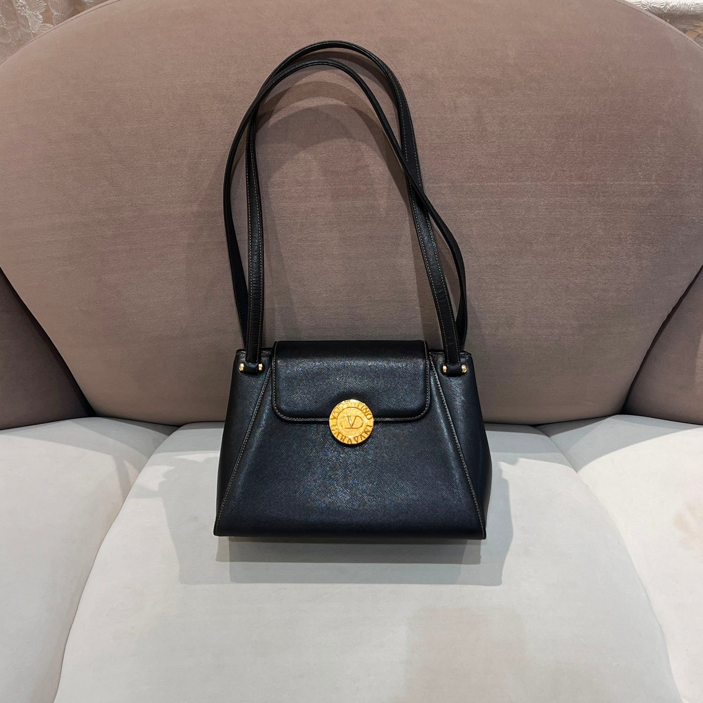Valentino Garavani Black Leather Tote Bag