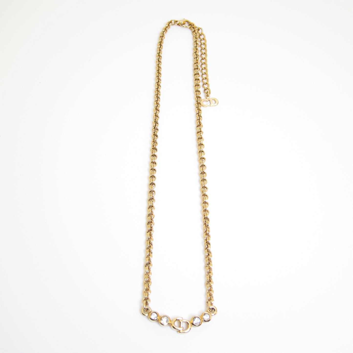 Christian Dior Vintage Four-Crystal CD Necklace