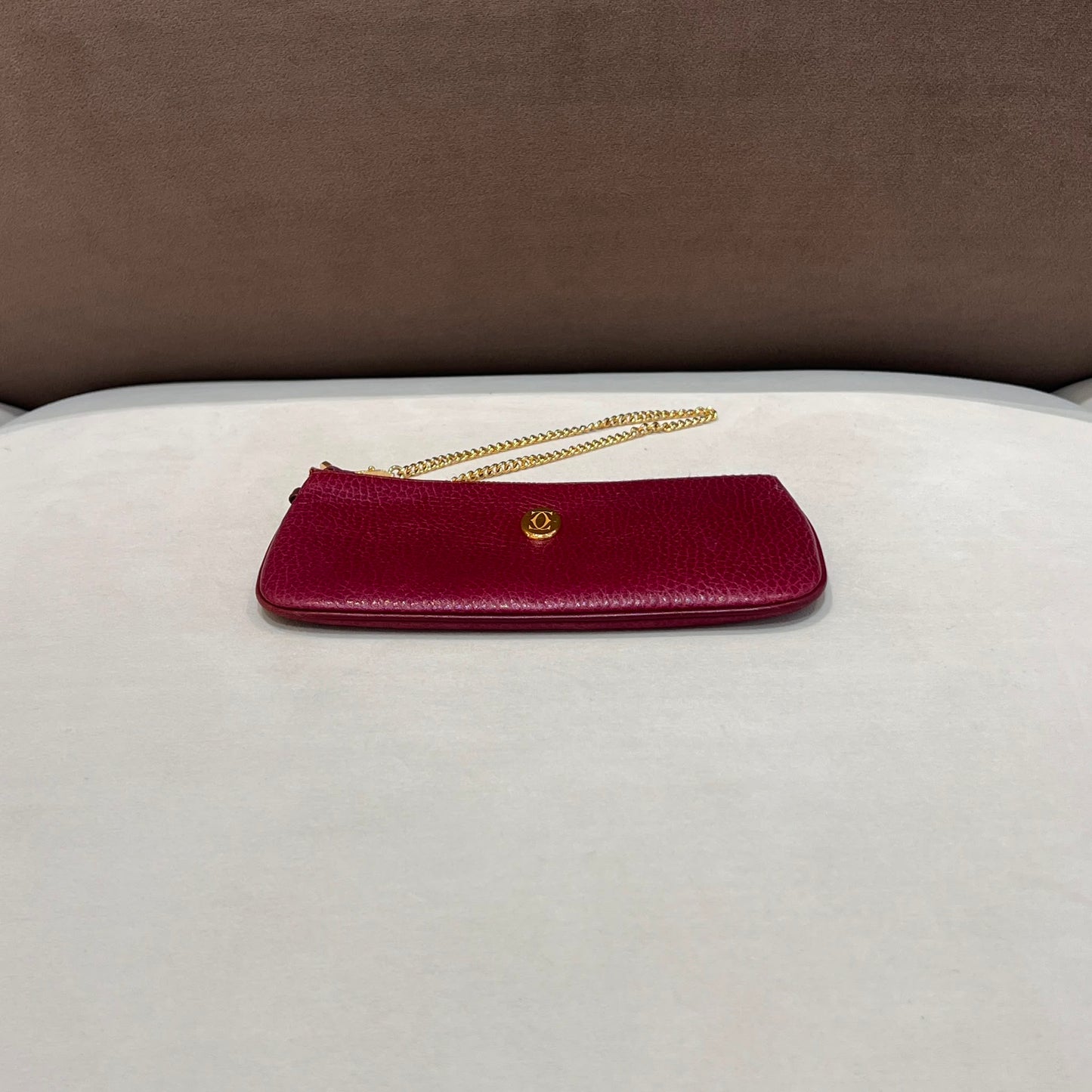 Cartier Vintage Zipped Bordeaux Leather Pouch