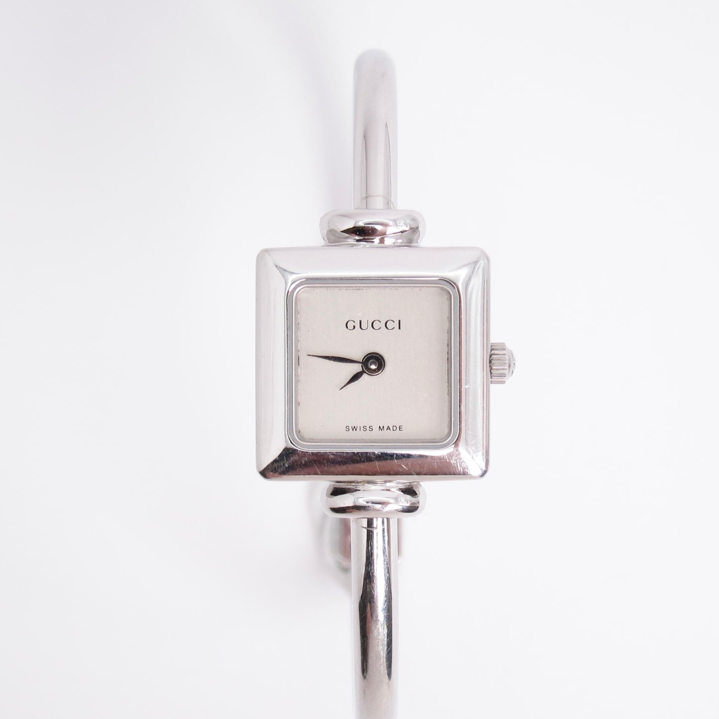 Gucci Vintage Square Silver Face Bangle Watch