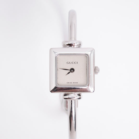 Gucci Vintage Square Silver Face Bangle Watch