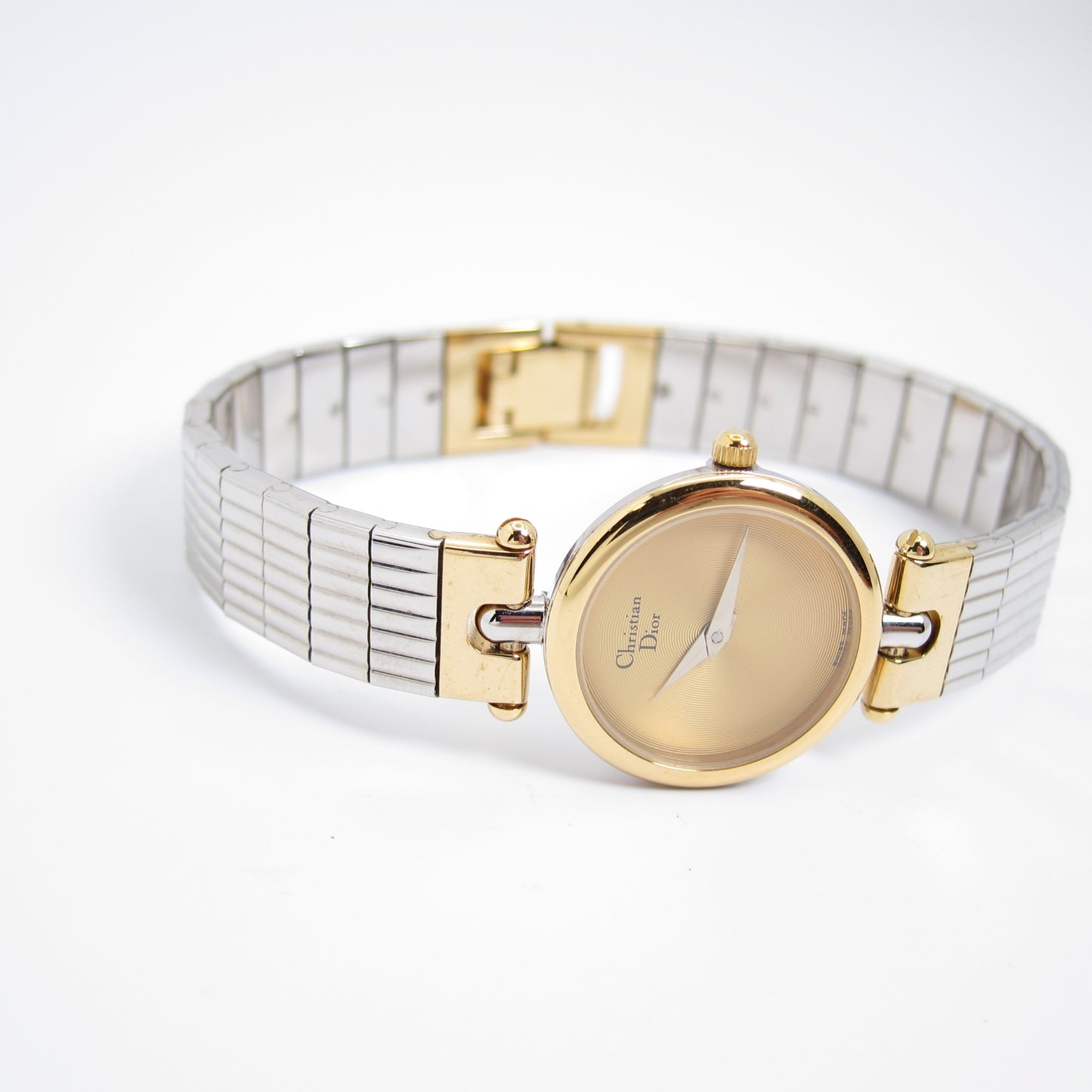 Christian Dior Vintage Round Golden Face Two Tone Watch