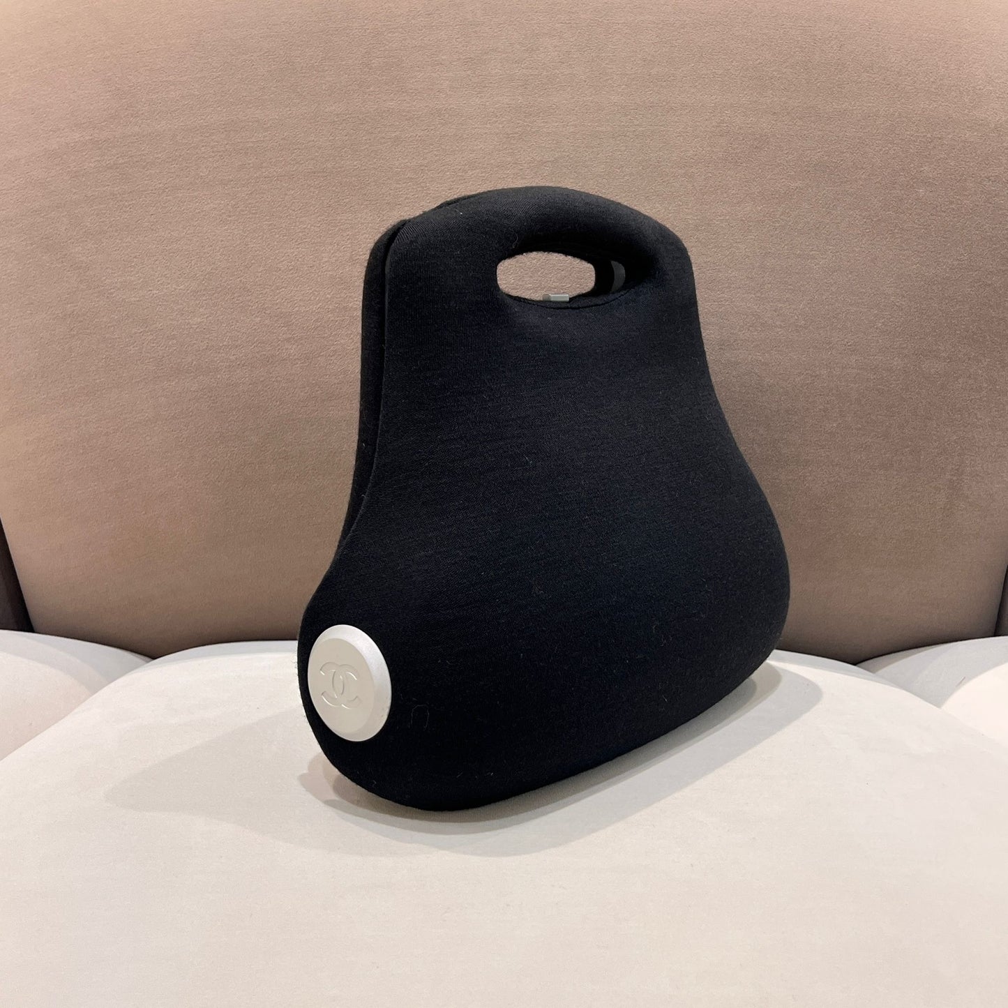 Chanel Vintage Black Hip Bag Sculptural Minimalist Design