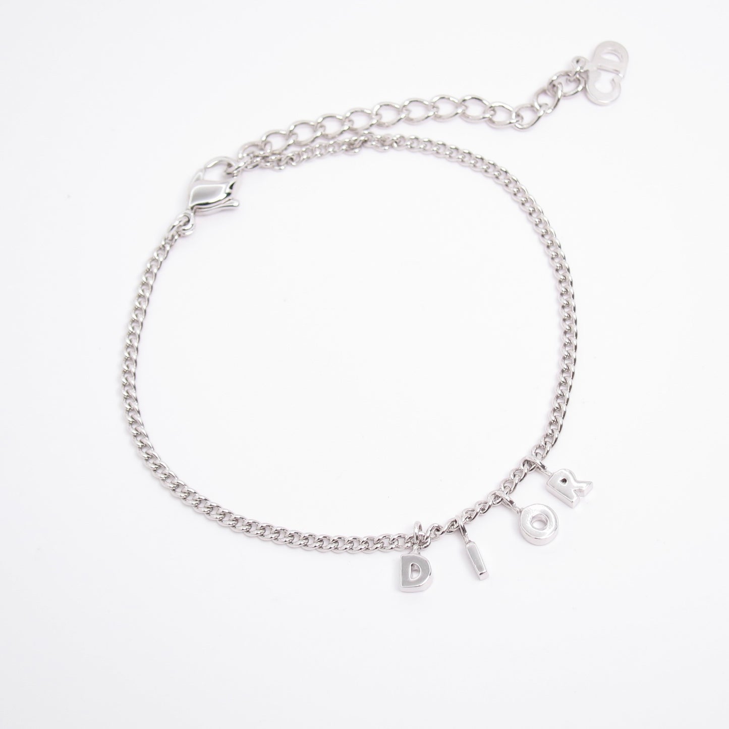 Christian Dior Vintage Dior Letter Charm Silver Bracelet