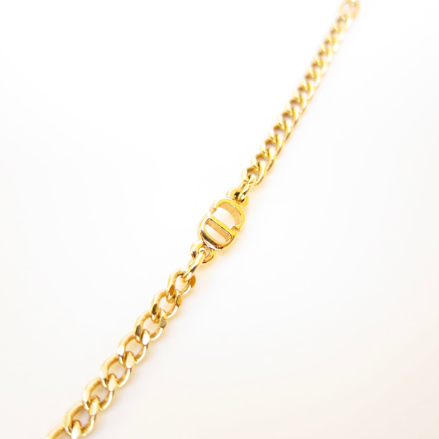 Christian Dior Vintage CD Logo Golden Long Necklace
