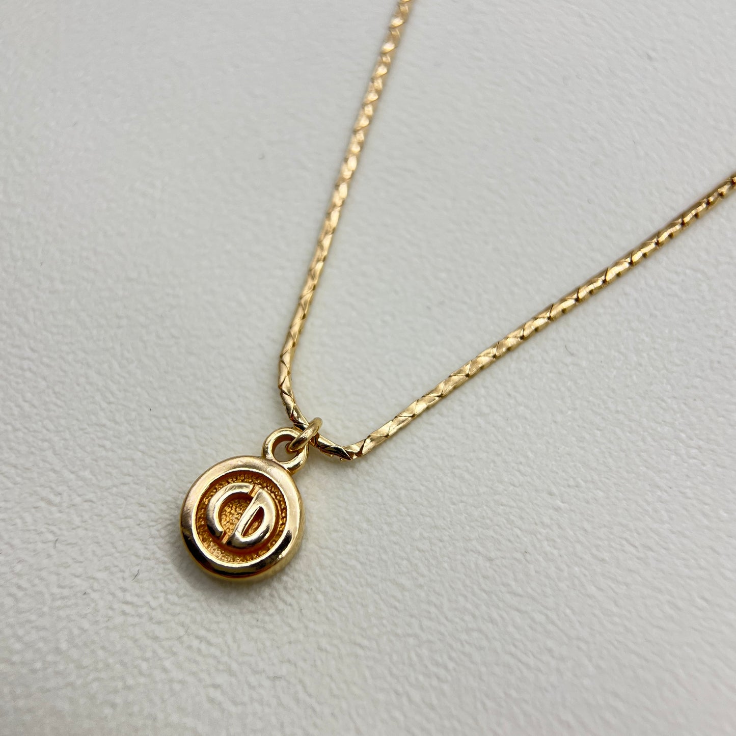 Christian Dior Vintage CD Logo in Circle Golden Necklace