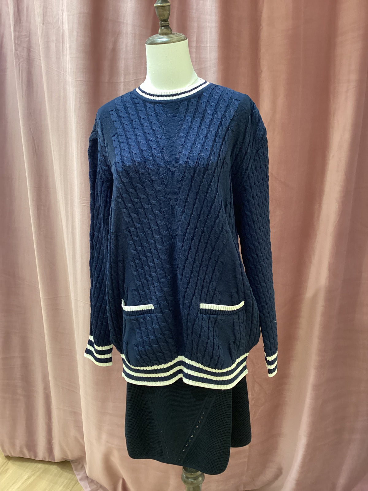 Christian Dior Vintage Navy Cotton Knit Sweater