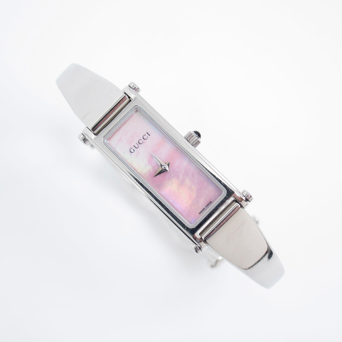 Gucci Vintage 1500L Pink Mother-of-Pearl Silver-Tone Bangle Watch