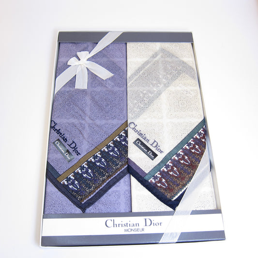 Christian Dior Vintage Unused Handkerchief Set of 2